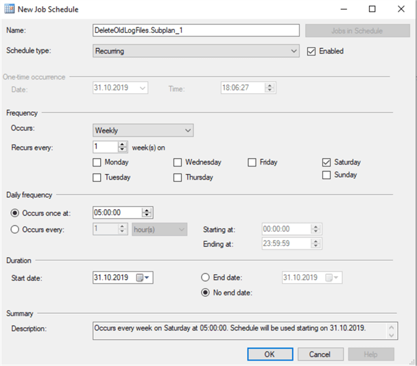 new maintenance plan schedule