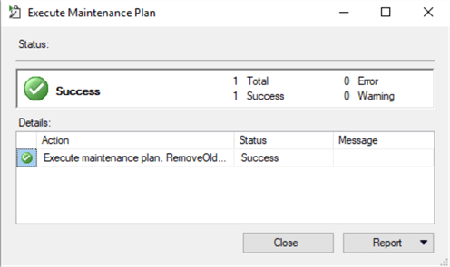 exeucte maintenance plan