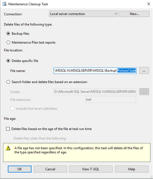 maintenance plan cleanup task