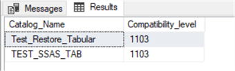 Check the tabular databases compatibility level