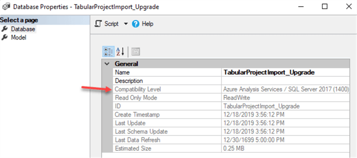database properties