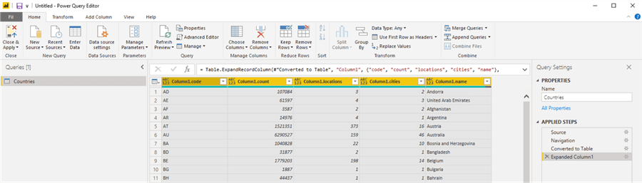 power query data