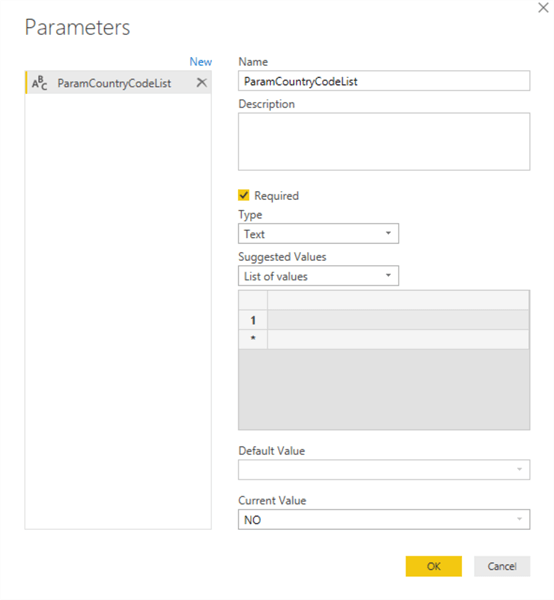 power query parameters