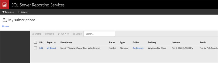 Target SSRS Server Report Subscription