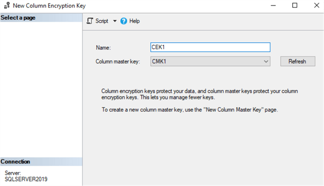 new column encryption key