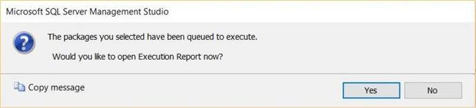 SSIS Catalog - Part 1 - Using Execution Report to review status and performance logging.
