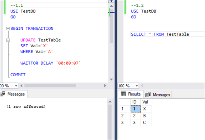query results