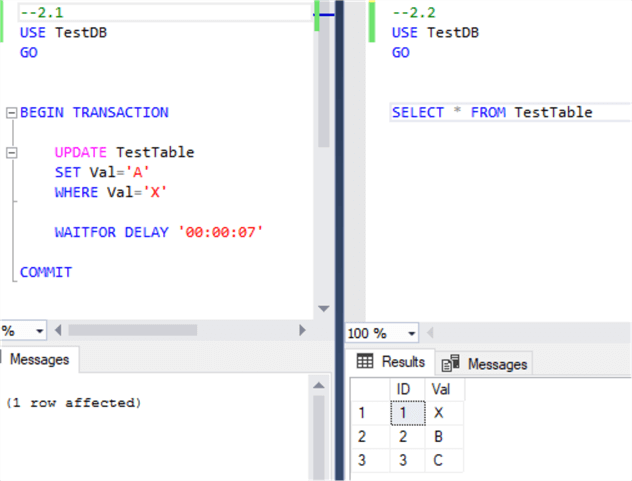 query results