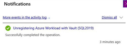 azure recovery services unregister message