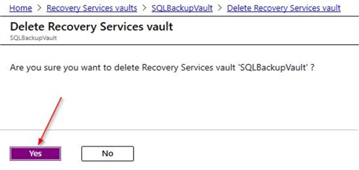 azure recovery services delete vault