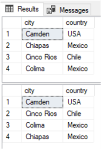 query results