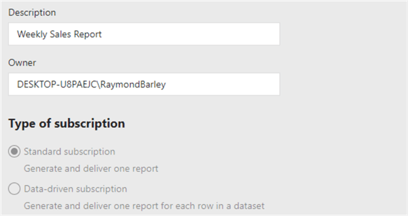 Setup report subscription
