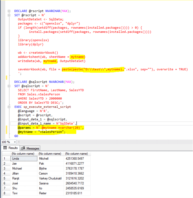 r script