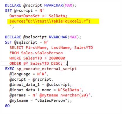 r script