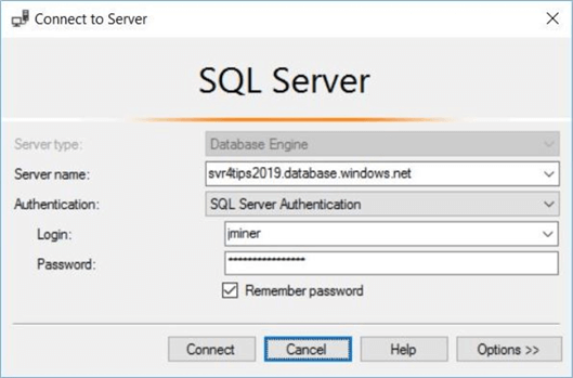 Using SSMS to login.