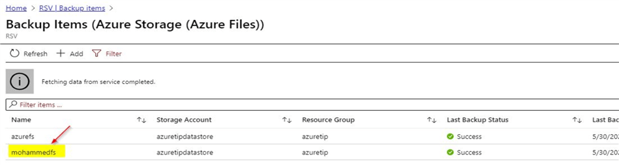 backup items