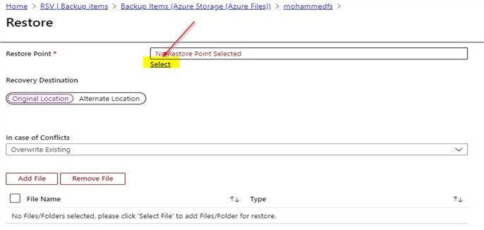 restore individual file