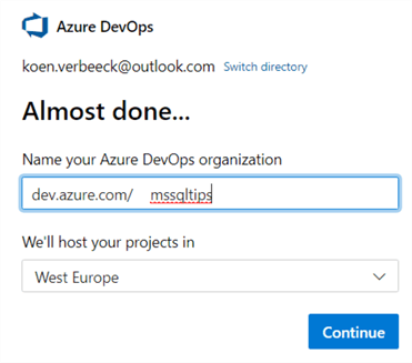 specify organization name and location