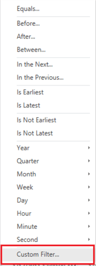 Navigating to Custom Filter B