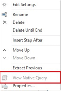 Query Settings showing no Query Folding B