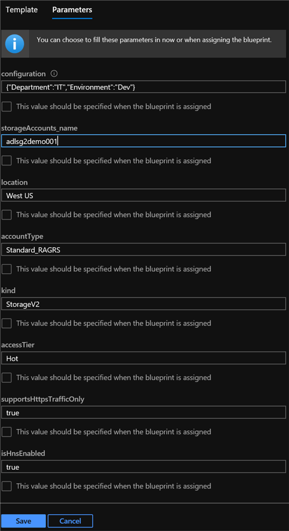 ADLSParams Image of ADLS Parameters