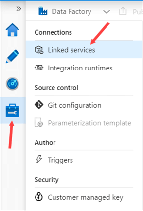 create new linked service in management hub