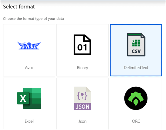 choose delimited text format