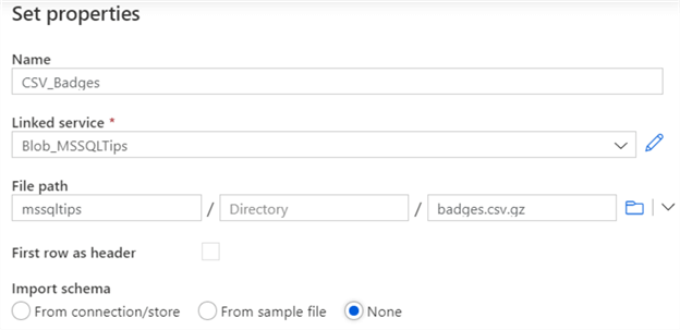 configure csv dataset