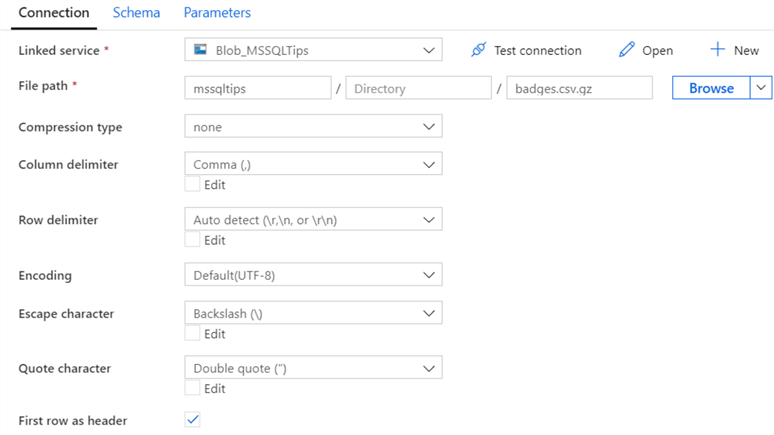 csv file default settings