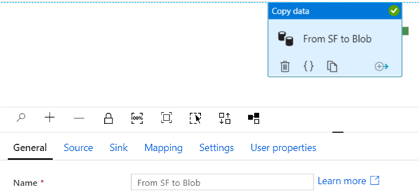 add pipeline with copy data activity