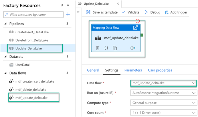 MDFUpdateDeltaLak Settings for MDFUpdate Delta Lake