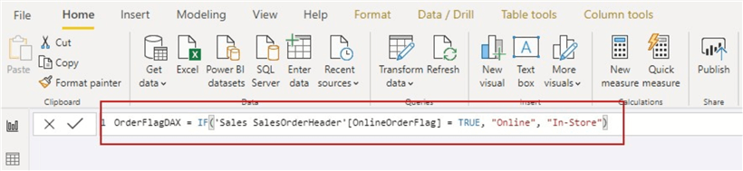 Screenshot showing DAX query