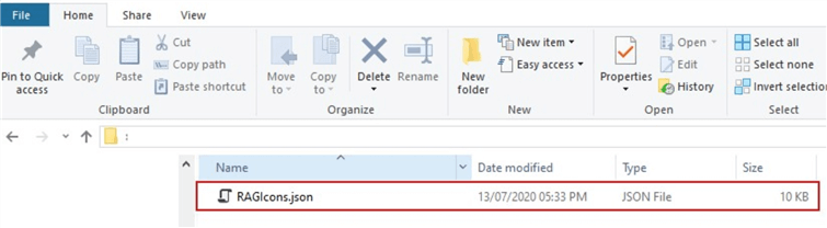 Snapshot showing how the json file should look like after saving.