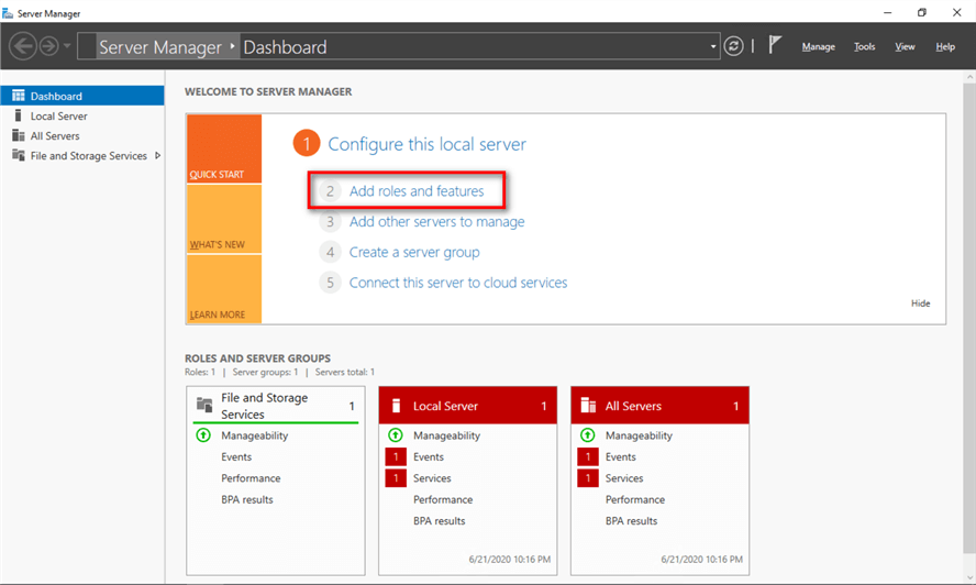 add server roles and features