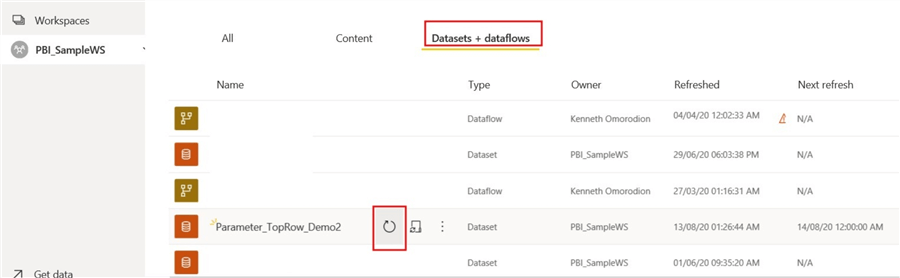 Screenshot showing how to navigate to configure initial manual refresh