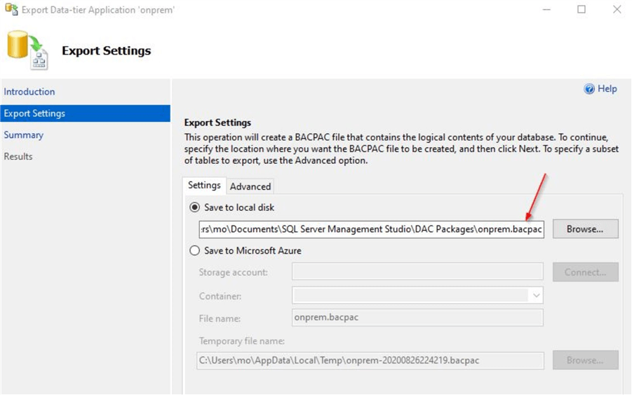 export database
