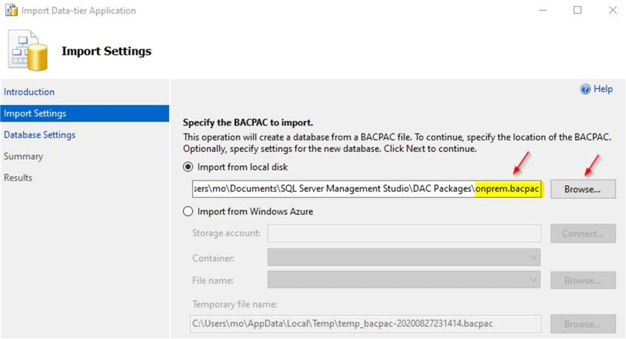 import database