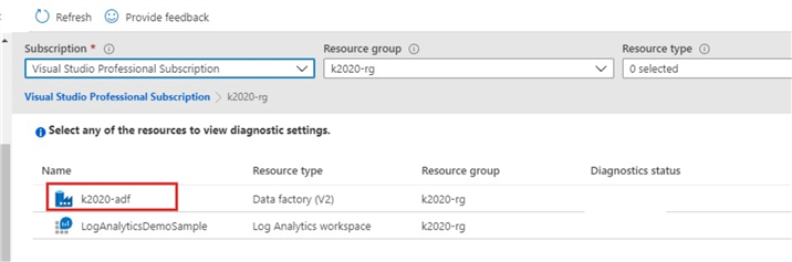 Snapshot showing how to configure existing ADF for the new workspace.