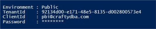 Manage Power BI Workspaces - Output of connect cmdlet