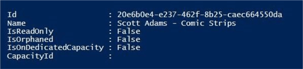 Manage Power BI Workspaces - Output from create new workspace cmdlet