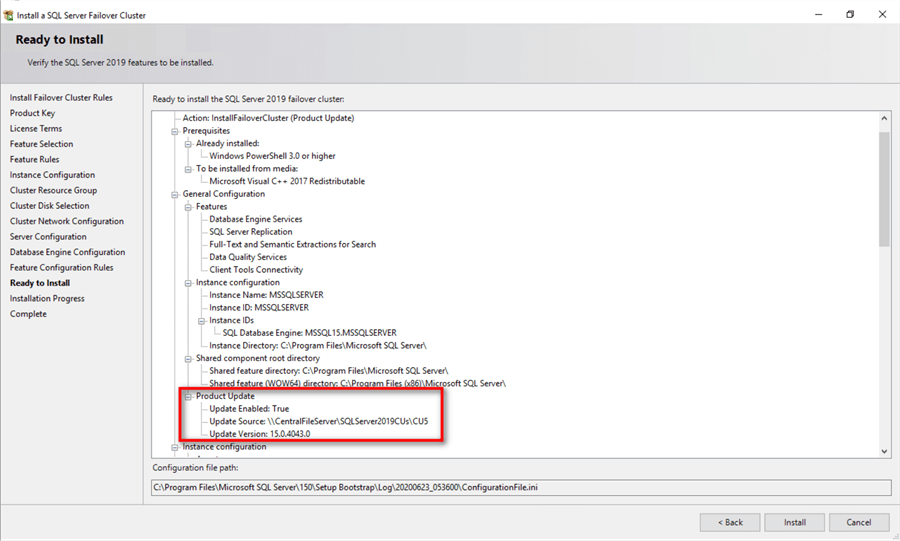ready to install sql failover cluster