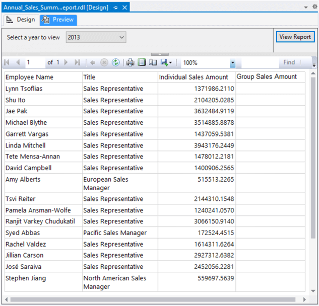 report output