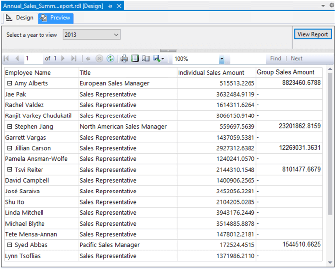 report output