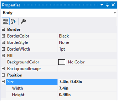 report properties
