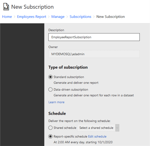 Standard subscription