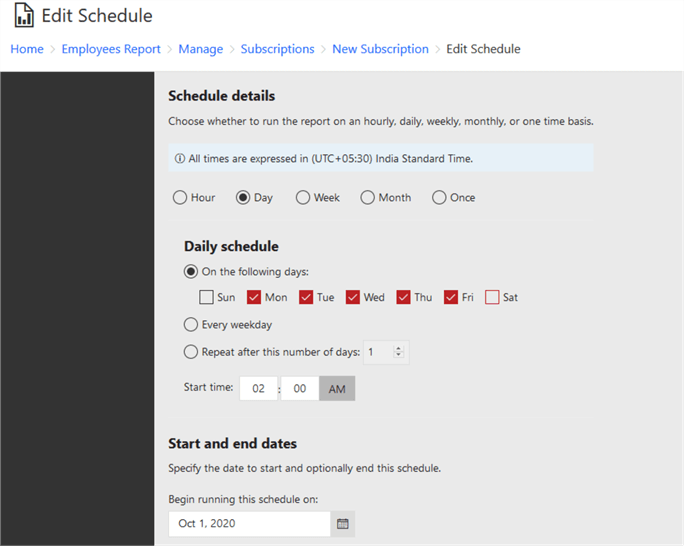 Report Schedule