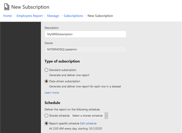 Data-Driven Subscription