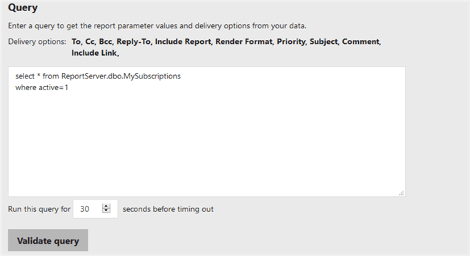 Specify report query