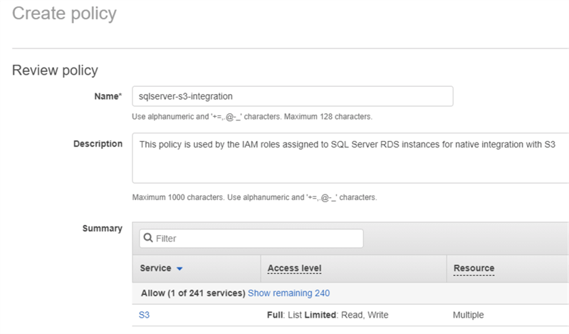 Creating an IAM policy