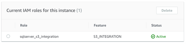 An active IAM role for the RDS instance